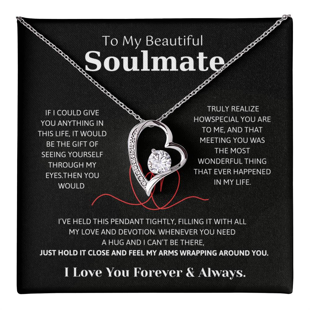 To My Soulmate Necklace – Romantic Jewelry Gift for Wife from Husband – Birthday, Anniversary, Valentine’s Day Gift with Message Card & Gift Box