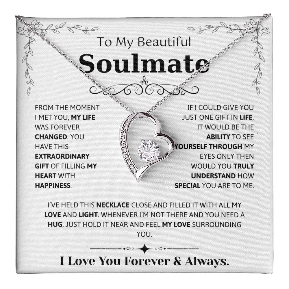 To My Soulmate Necklace – Romantic Jewelry Gift for Wife from Husband – Birthday, Anniversary, Valentine’s Day Gift with Message Card & Gift Box