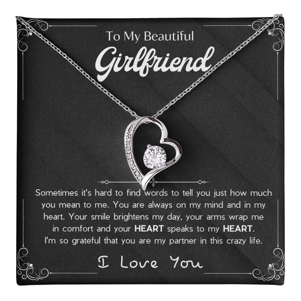 To My Girlfriend – Sterling Silver Forever Love Necklace, Meaningful Jewelry Gift for Her, Birthday, Anniversary, Valentine’s Day