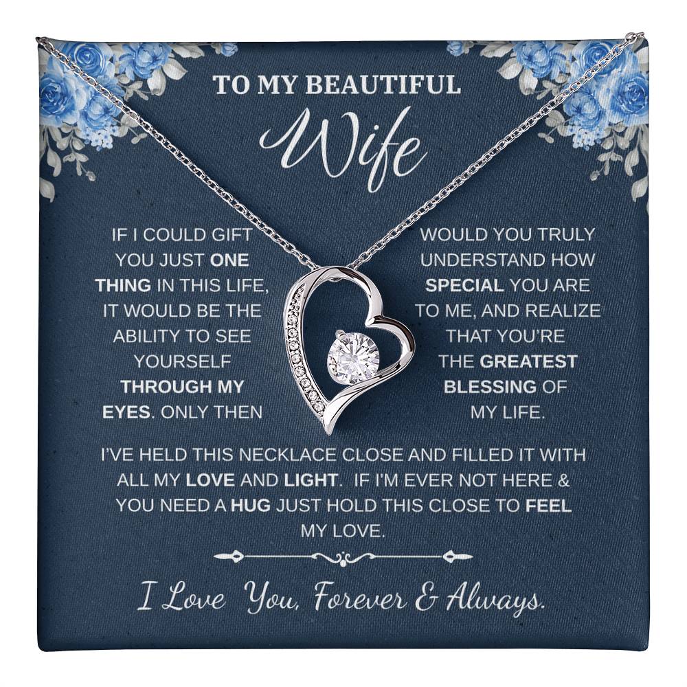 To My Wife Jewelry – Forever Love Necklace, Romantic Gift for Her, The Greatest Blessing in My Life, Perfect for Birthday, Christmas, Anniversary, or Valentine’s Day
