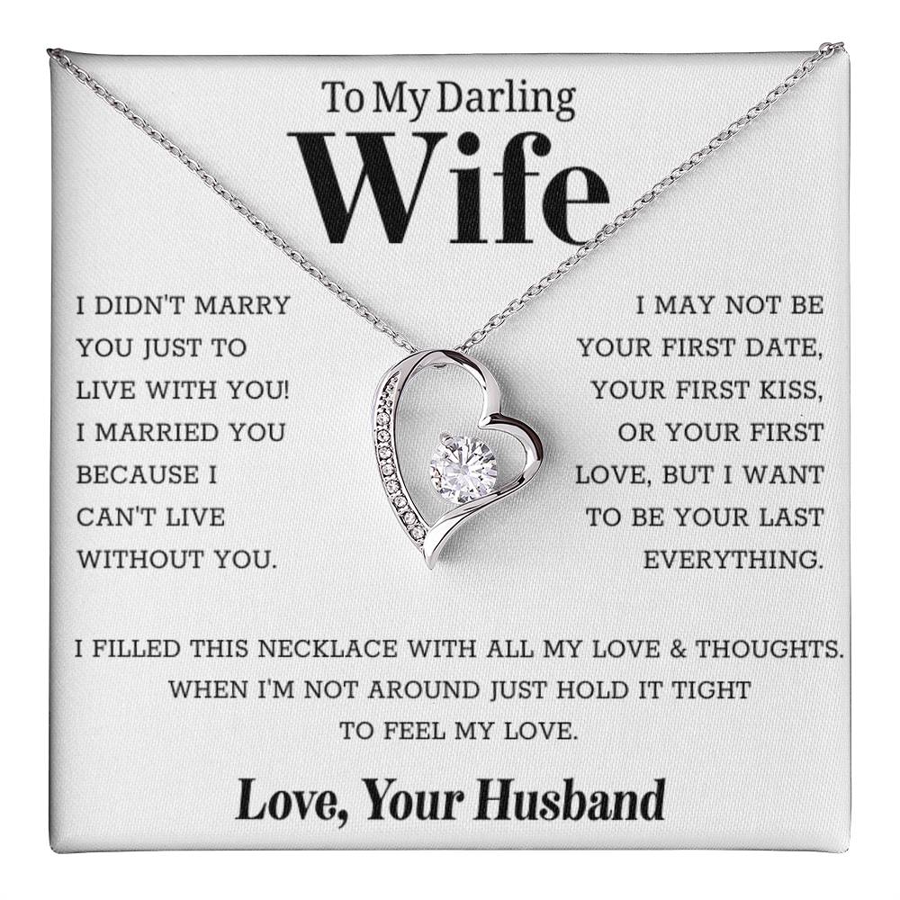 To My Wife – Forever Love Necklace, Gift for Wife from Husband, Romantic Anniversary Birthday Christmas Jewelry, Meaningful Love Message Card, Perfect Valentine’s Day Gift