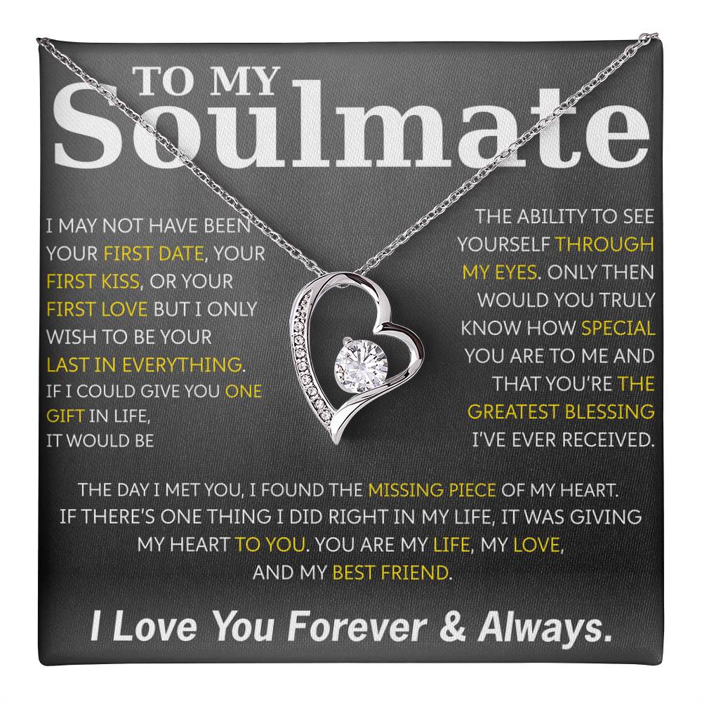 To My Soulmate Necklace – Romantic Jewelry Gift for Wife from Husband – Birthday, Anniversary, Valentine’s Day Gift with Message Card & Gift Box