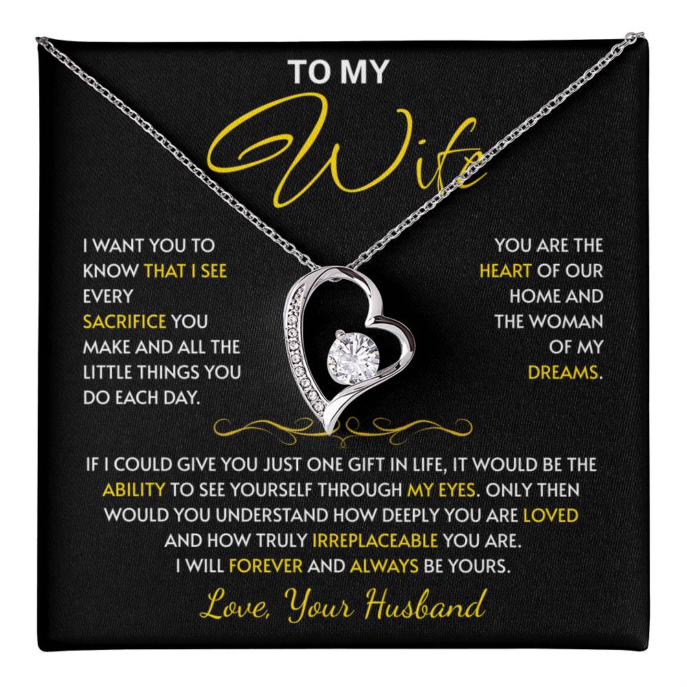 To My Wife Jewelry – Forever Love Necklace, Romantic Gift for Her, The Greatest Blessing in My Life, Perfect for Birthday, Christmas, Anniversary, or Valentine’s Day