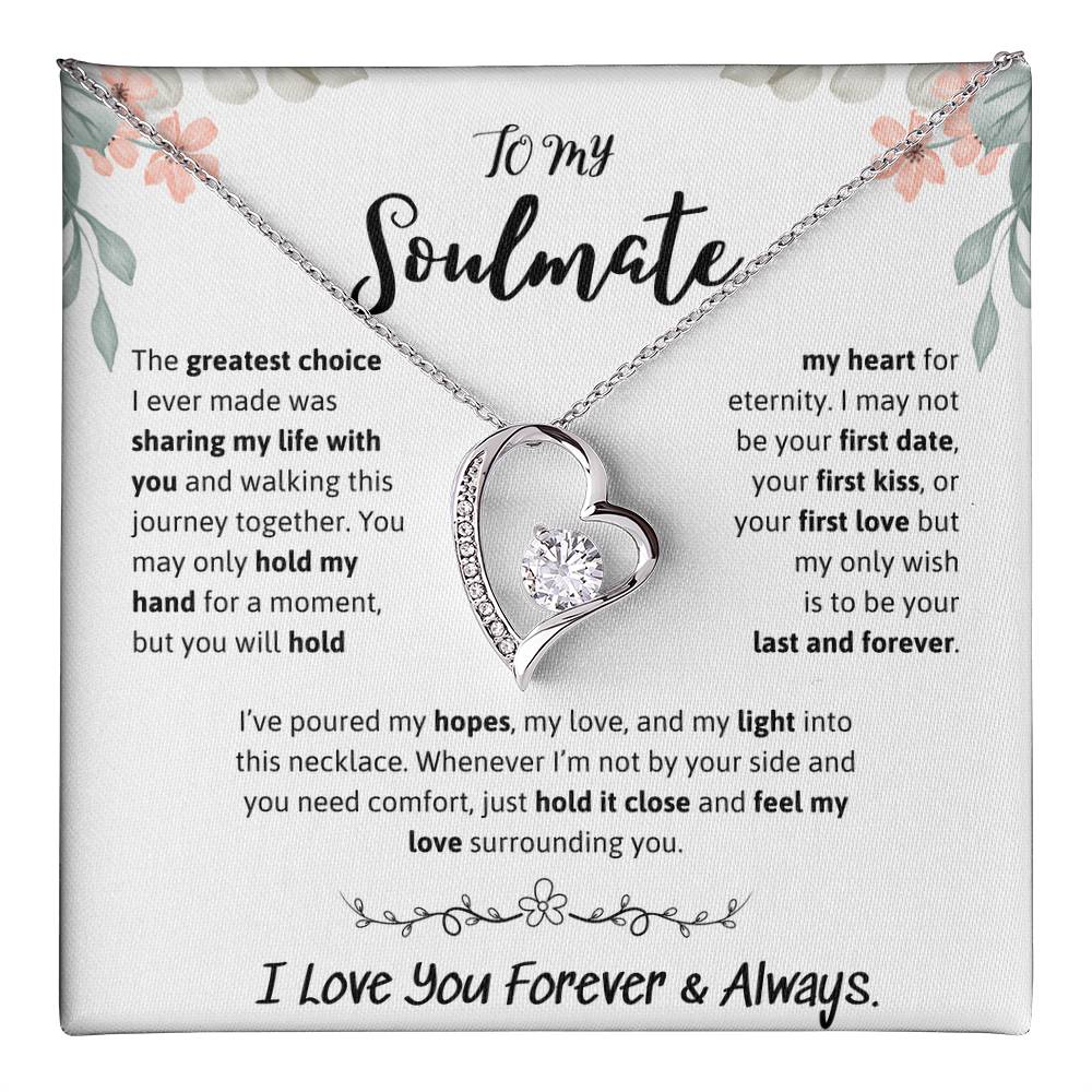 To My Soulmate Necklace – Romantic Jewelry Gift for Wife from Husband – Birthday, Anniversary, Valentine’s Day Gift with Message Card & Gift Box