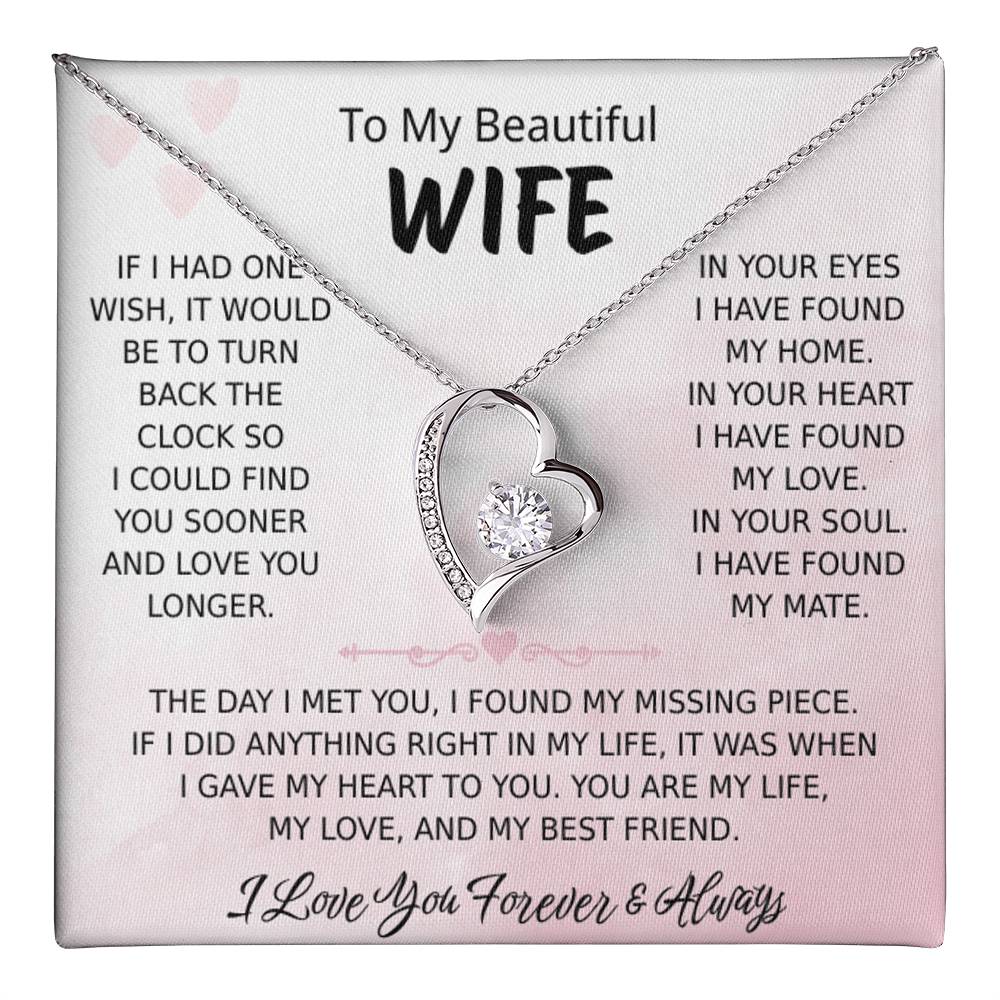 To My Wife – Forever Love Necklace, Gift for Wife from Husband, Romantic Anniversary Birthday Christmas Jewelry, Meaningful Love Message Card, Perfect Valentine’s Day Gift