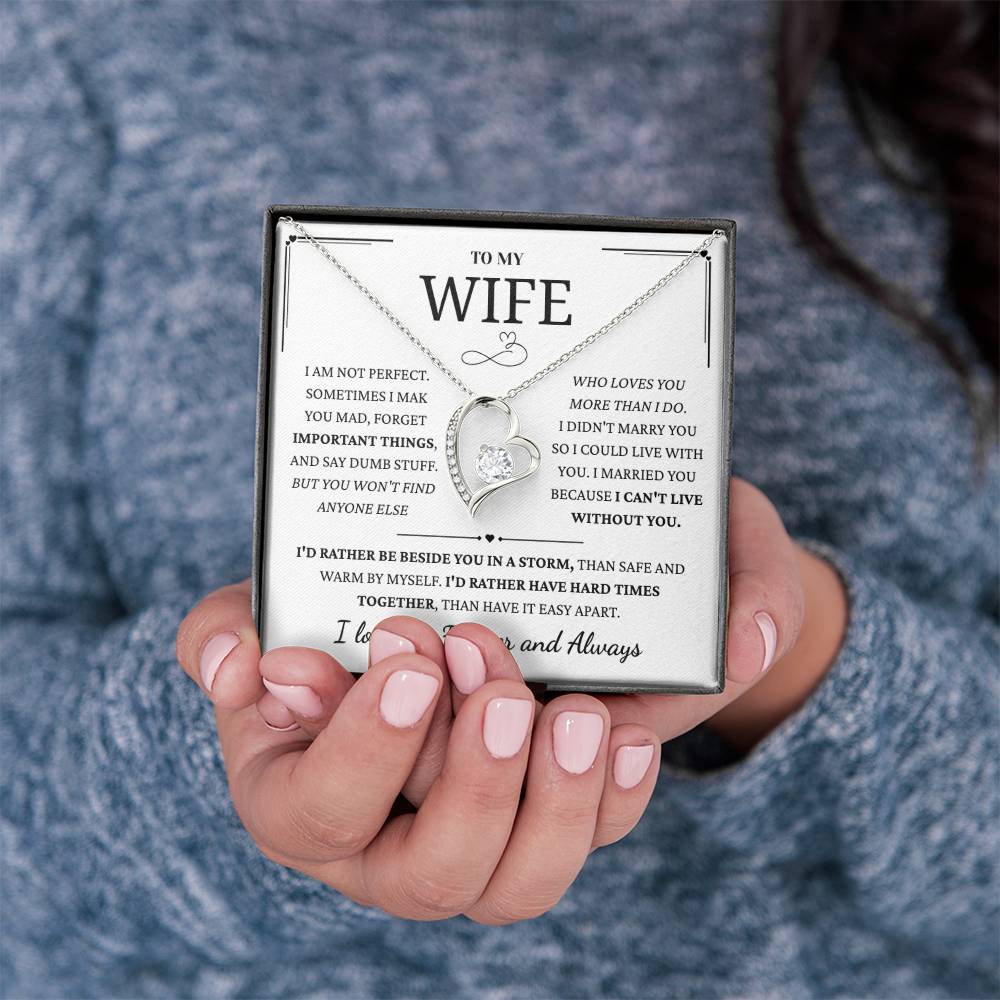 To My Wife – Forever Love Necklace, Gift for Wife from Husband, Romantic Anniversary Birthday Christmas Jewelry, Meaningful Love Message Card, Perfect Valentine’s Day Gift
