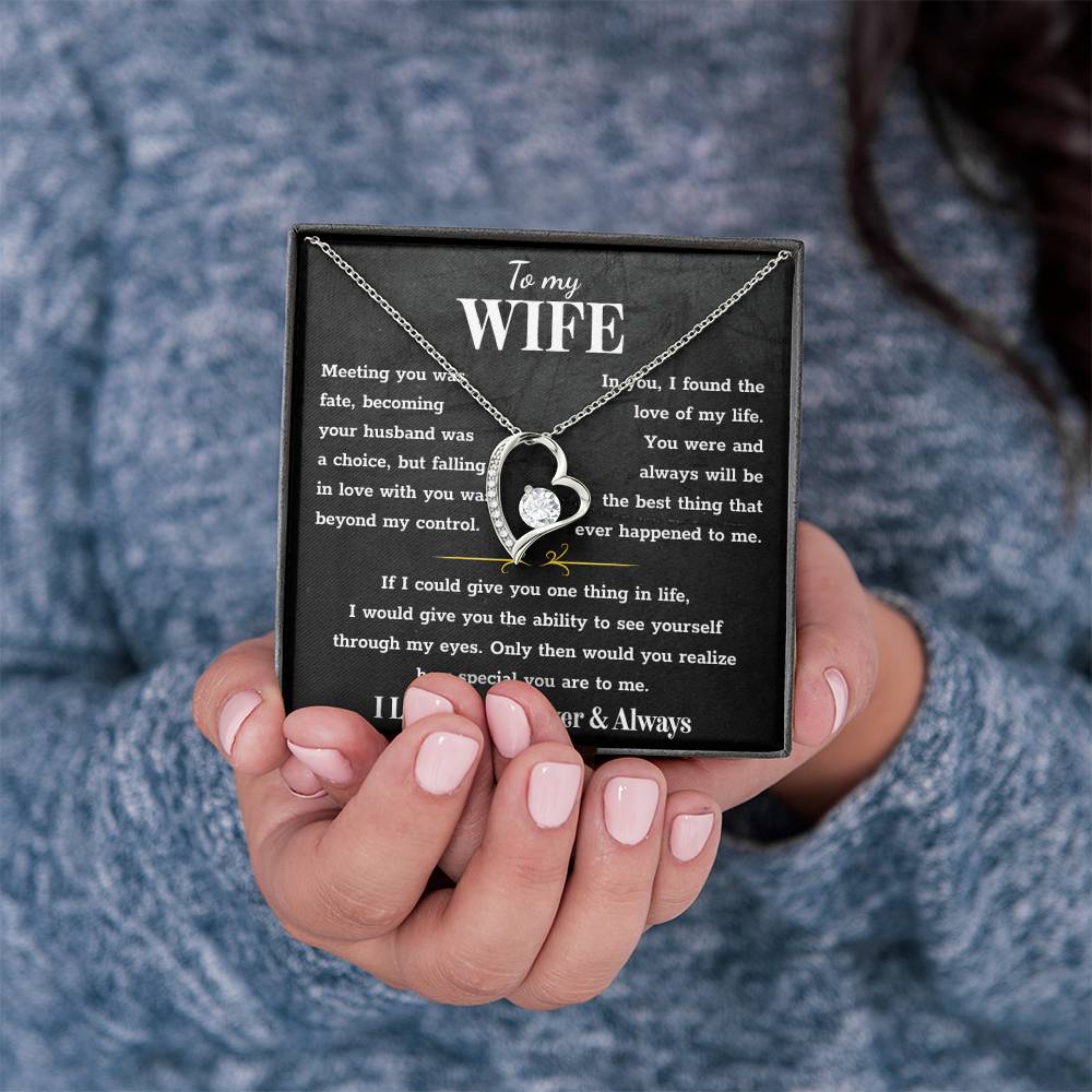 To My Wife – Forever Love Necklace, Gift for Wife from Husband, Romantic Anniversary Birthday Christmas Jewelry, Meaningful Love Message Card, Perfect Valentine’s Day Gift