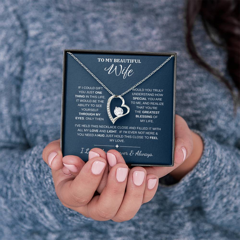 To My Wife Jewelry – Forever Love Necklace, Romantic Gift for Her, The Greatest Blessing in My Life, Perfect for Birthday, Christmas, Anniversary, or Valentine’s Day