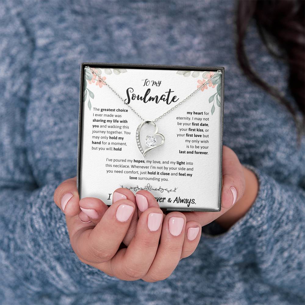 To My Soulmate Necklace – Romantic Jewelry Gift for Wife from Husband – Birthday, Anniversary, Valentine’s Day Gift with Message Card & Gift Box