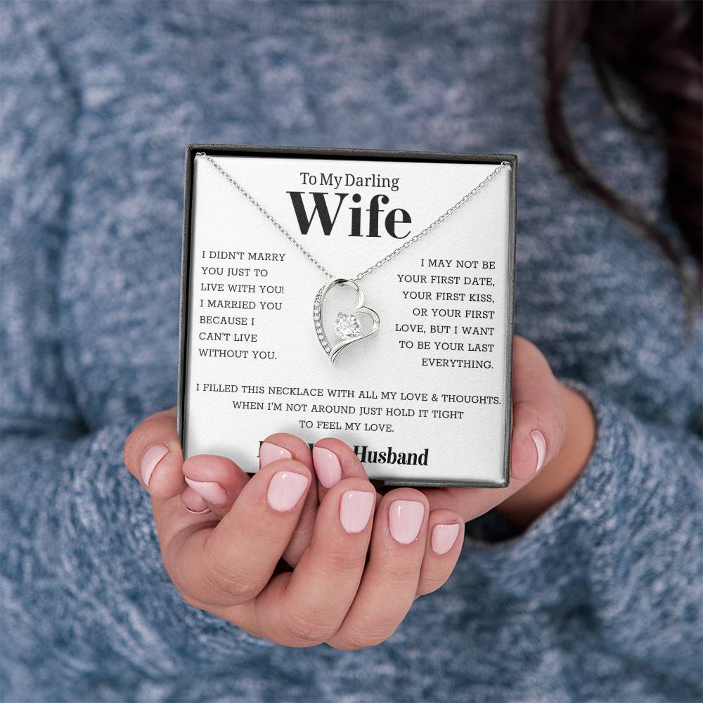 To My Wife – Forever Love Necklace, Gift for Wife from Husband, Romantic Anniversary Birthday Christmas Jewelry, Meaningful Love Message Card, Perfect Valentine’s Day Gift