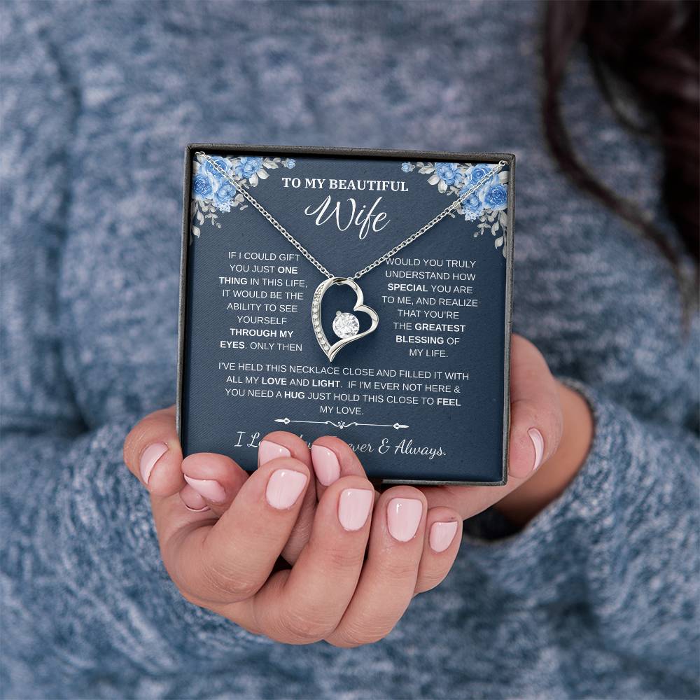 To My Wife Jewelry – Forever Love Necklace, Romantic Gift for Her, The Greatest Blessing in My Life, Perfect for Birthday, Christmas, Anniversary, or Valentine’s Day