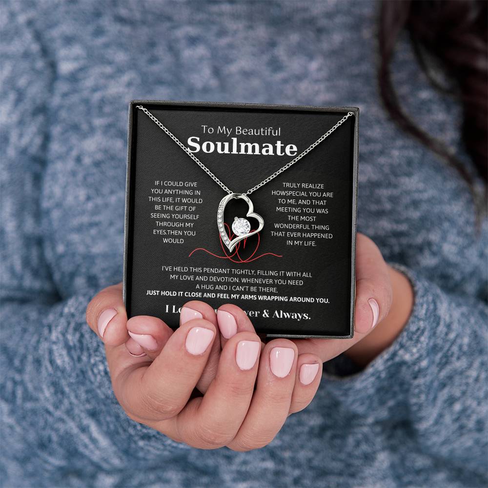 To My Soulmate Necklace – Romantic Jewelry Gift for Wife from Husband – Birthday, Anniversary, Valentine’s Day Gift with Message Card & Gift Box