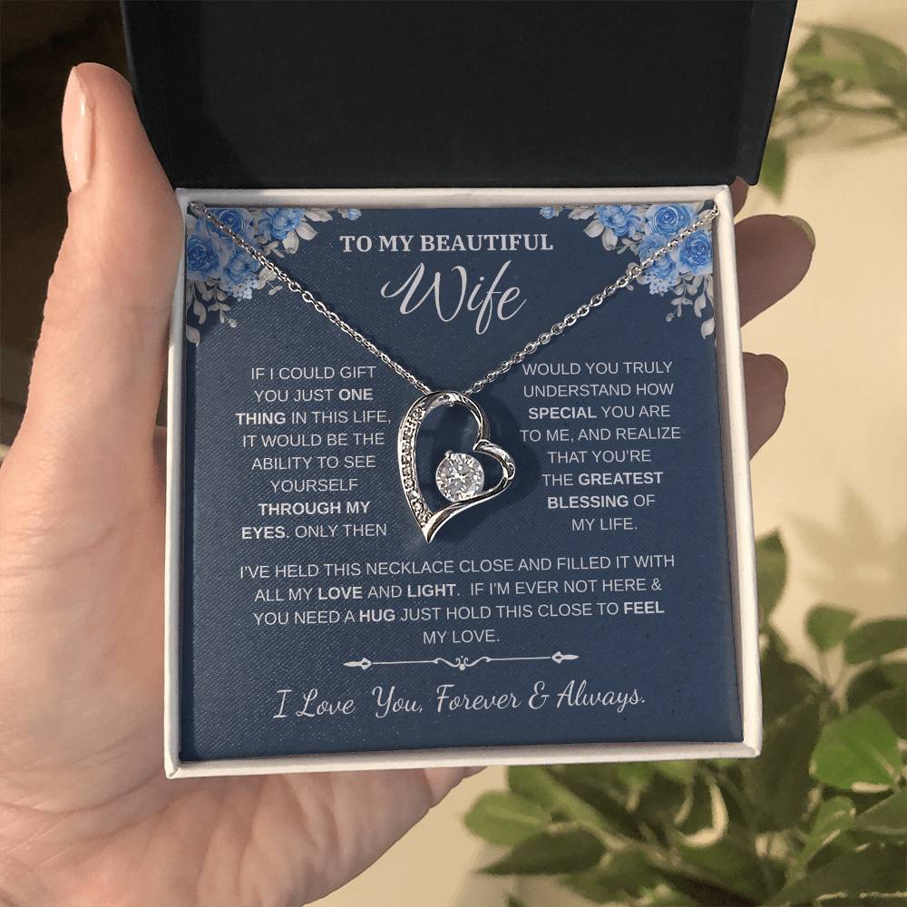 To My Wife Jewelry – Forever Love Necklace, Romantic Gift for Her, The Greatest Blessing in My Life, Perfect for Birthday, Christmas, Anniversary, or Valentine’s Day