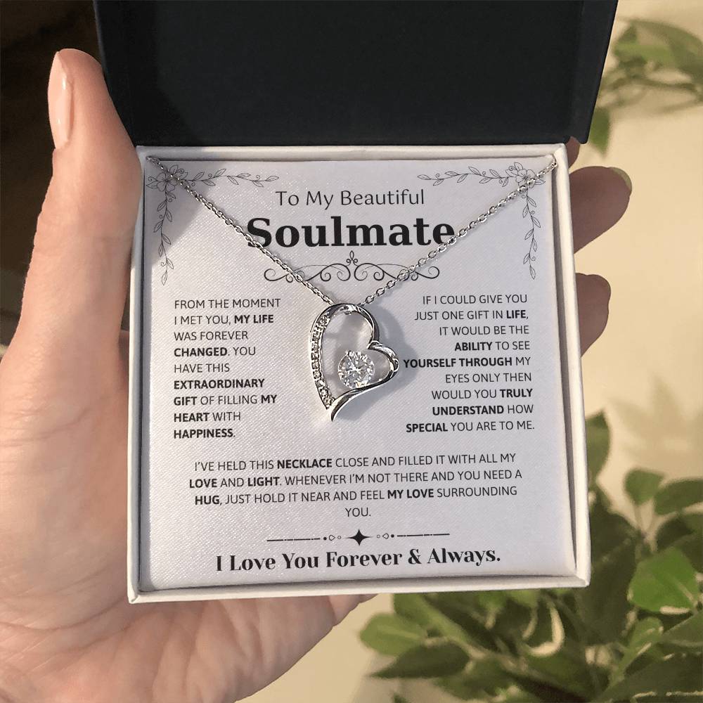 To My Soulmate Necklace – Romantic Jewelry Gift for Wife from Husband – Birthday, Anniversary, Valentine’s Day Gift with Message Card & Gift Box