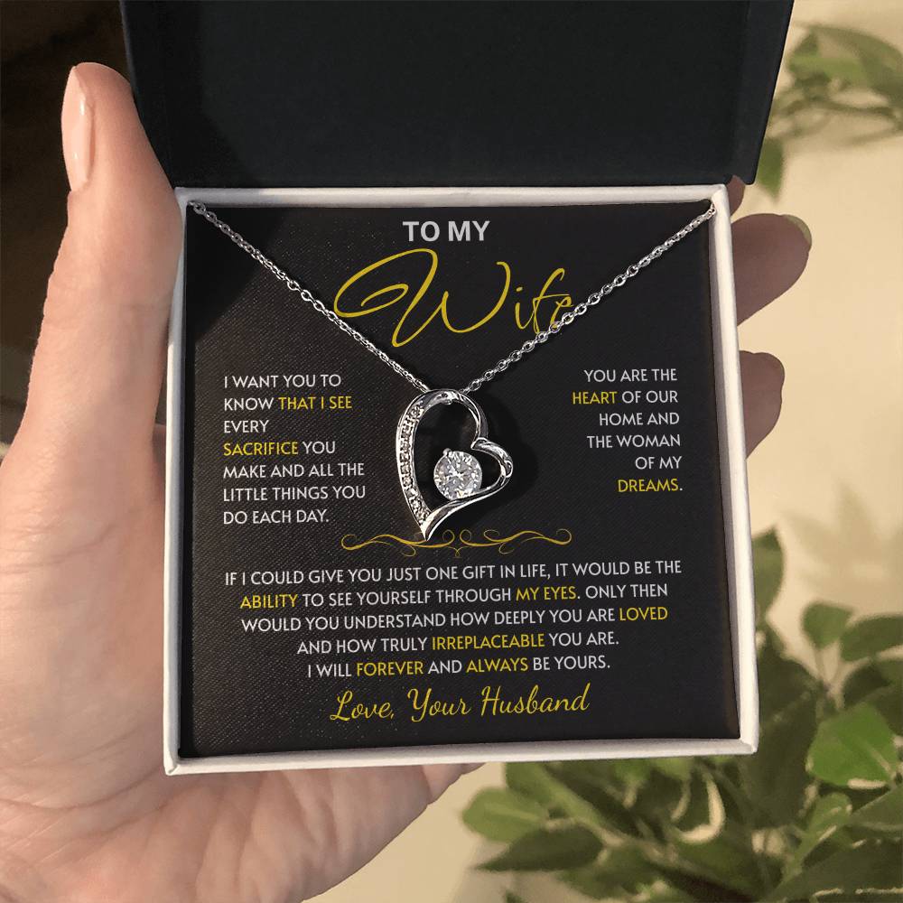 To My Wife Jewelry – Forever Love Necklace, Romantic Gift for Her, The Greatest Blessing in My Life, Perfect for Birthday, Christmas, Anniversary, or Valentine’s Day