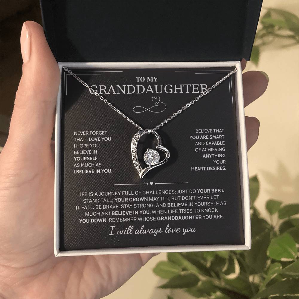 Granddaughter Gifts From Grandma Grandpa - To My Granddaughter Necklace With Heartfelt Message & Elegant Box, Jewelry Gift For Birthday, Graduation, Valentines, Mothers Day, Christmas & More