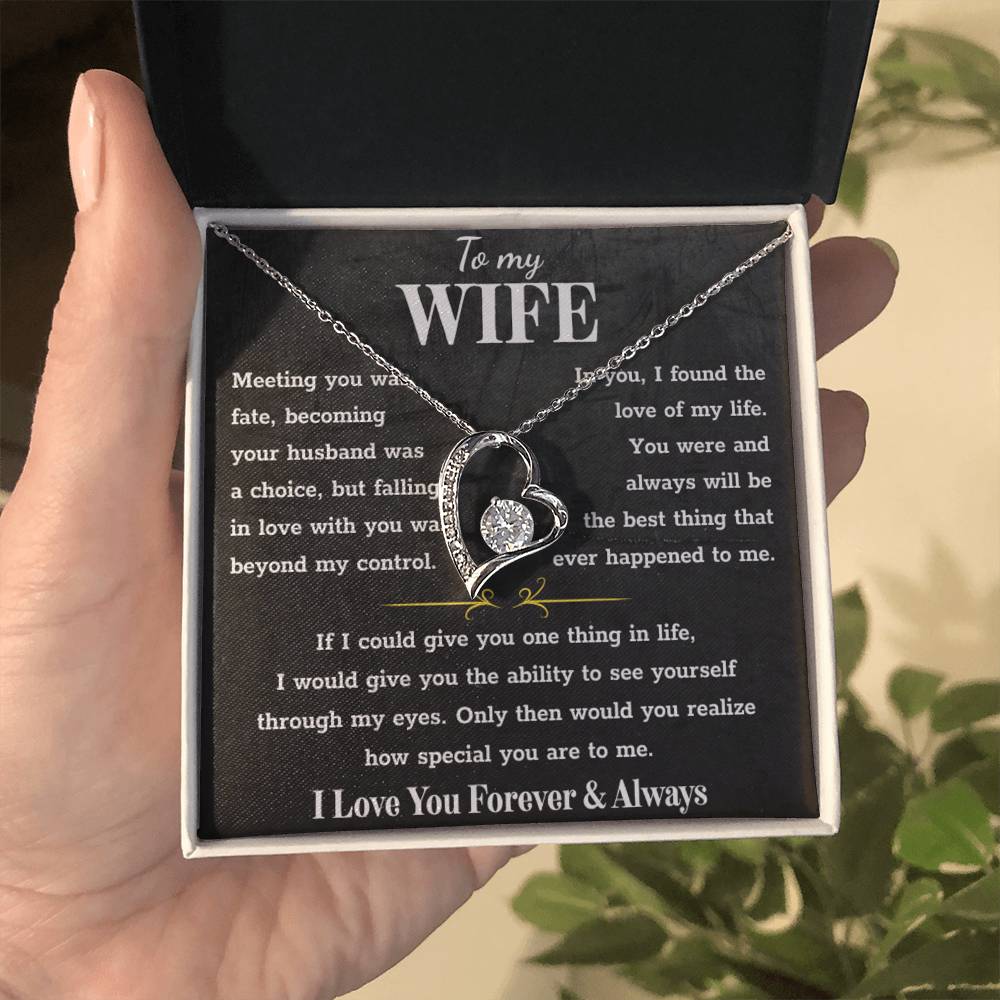 To My Wife – Forever Love Necklace, Gift for Wife from Husband, Romantic Anniversary Birthday Christmas Jewelry, Meaningful Love Message Card, Perfect Valentine’s Day Gift