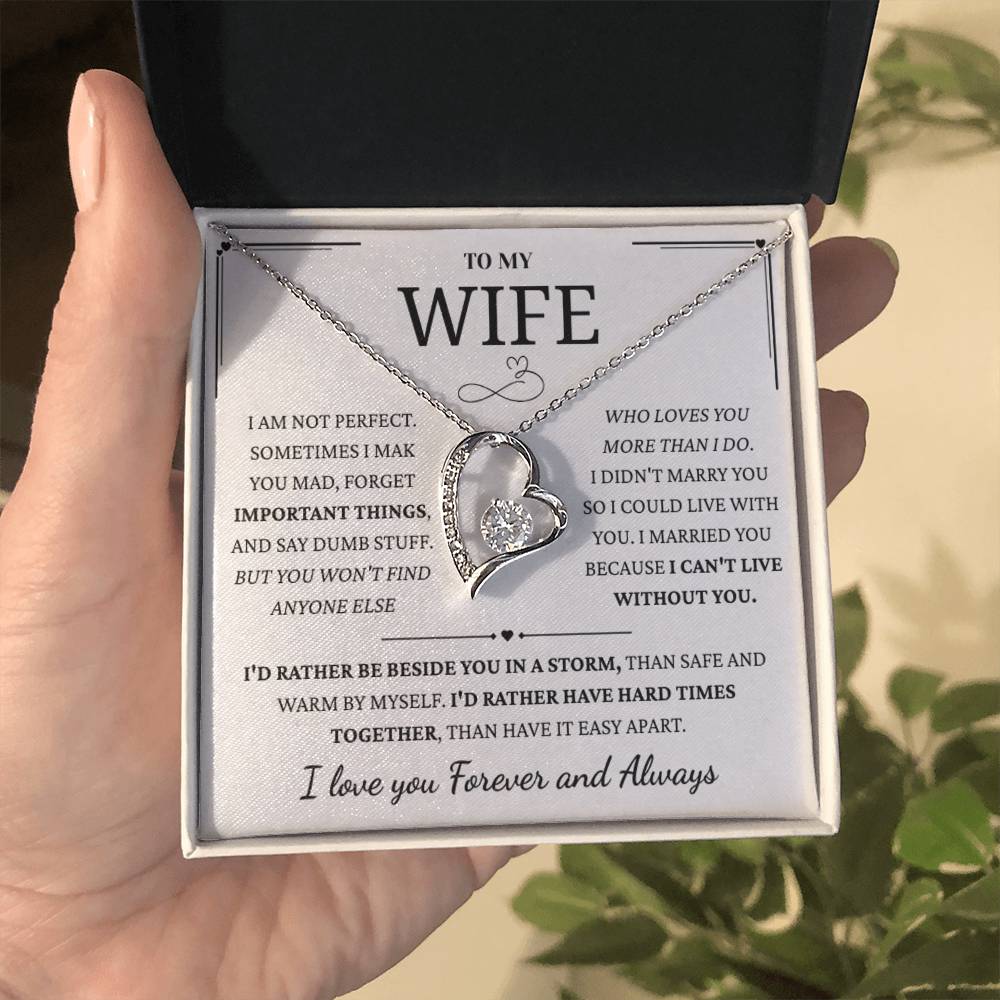 To My Wife – Forever Love Necklace, Gift for Wife from Husband, Romantic Anniversary Birthday Christmas Jewelry, Meaningful Love Message Card, Perfect Valentine’s Day Gift
