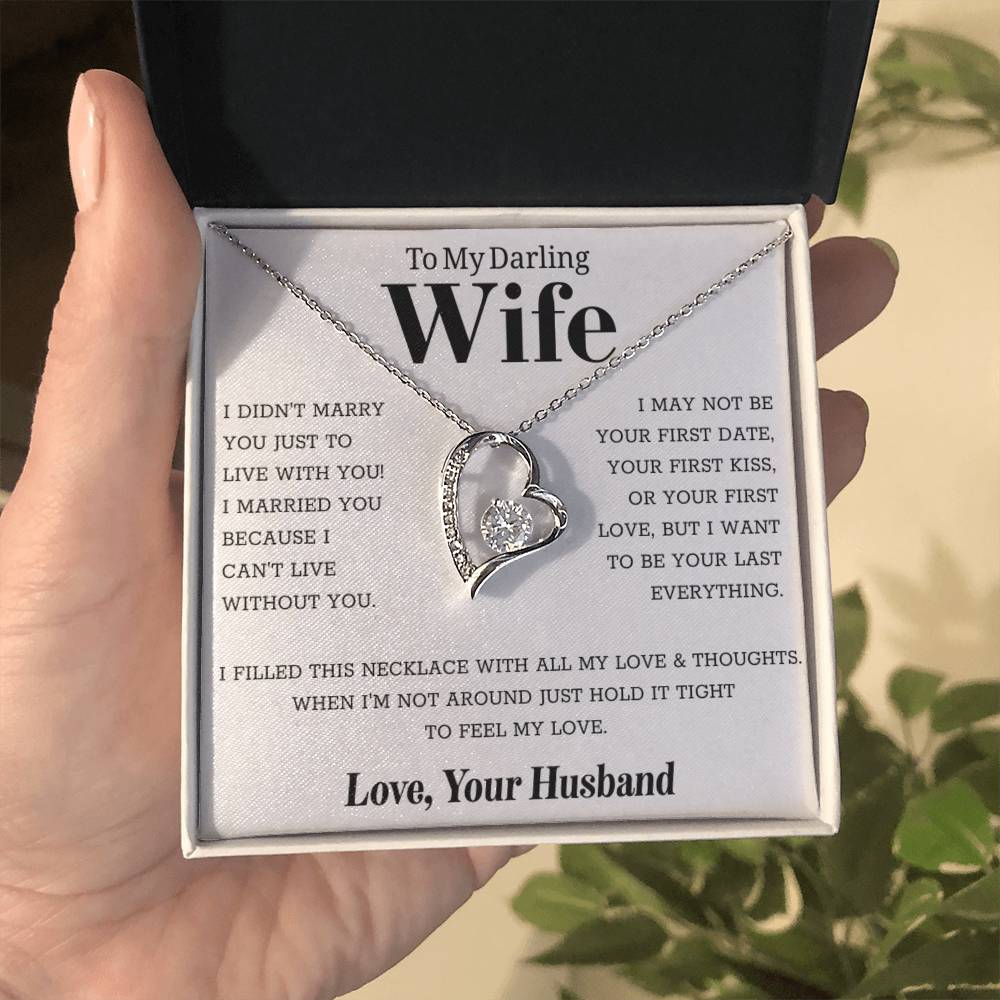 To My Wife – Forever Love Necklace, Gift for Wife from Husband, Romantic Anniversary Birthday Christmas Jewelry, Meaningful Love Message Card, Perfect Valentine’s Day Gift