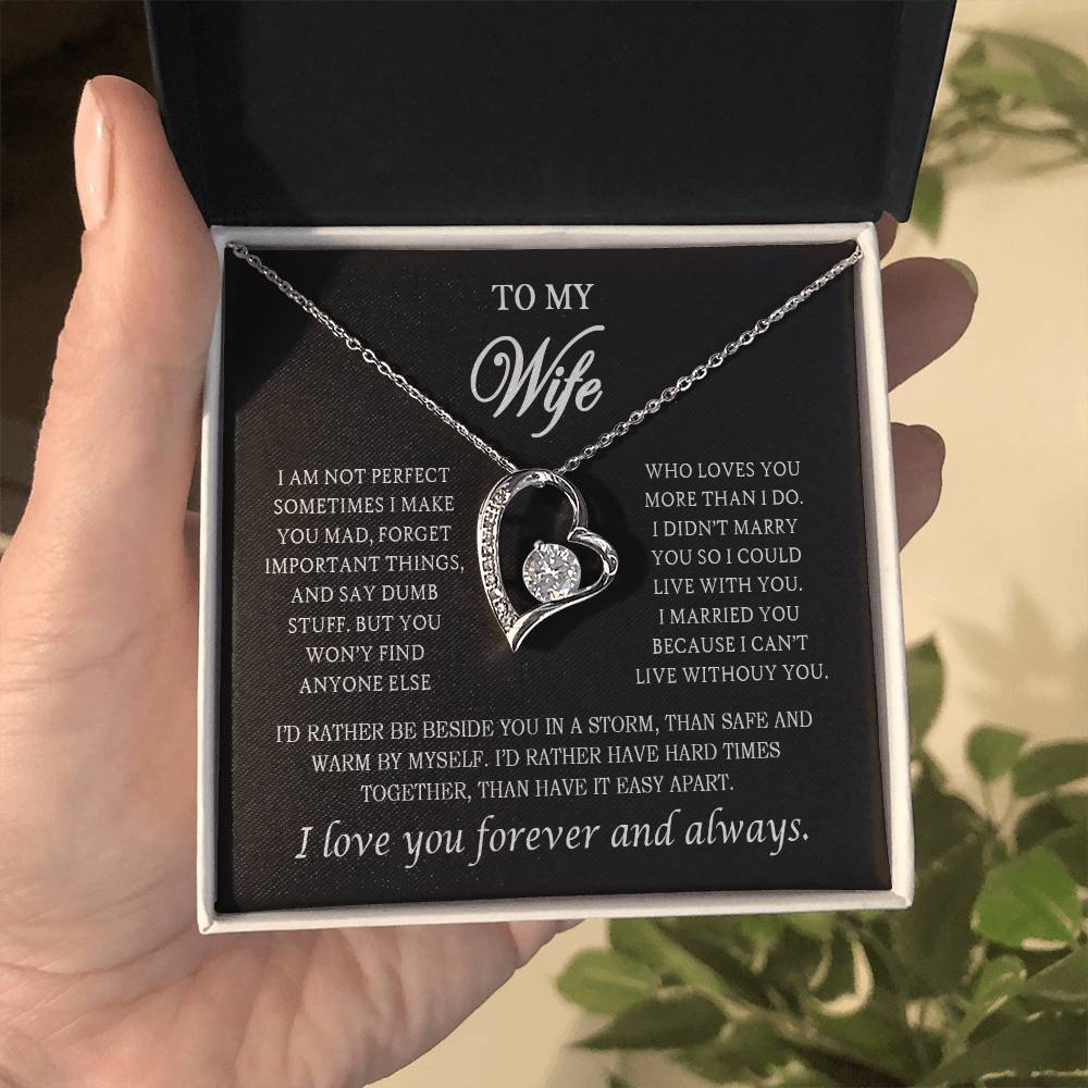 To My Wife Heart Necklace – Stainless Steel Pendant for Women – Meaningful Gift for Anniversary, Birthday, Christmas, Valentine’s Day