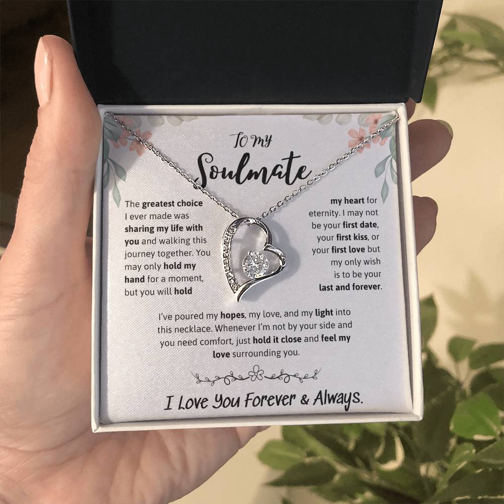 To My Soulmate Necklace – Romantic Jewelry Gift for Wife from Husband – Birthday, Anniversary, Valentine’s Day Gift with Message Card & Gift Box