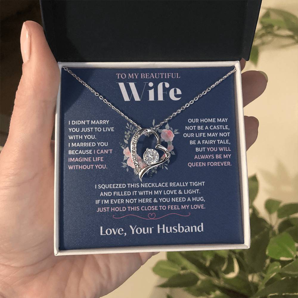 To My Wife Jewelry – Forever Love Necklace, Romantic Gift for Her, The Greatest Blessing in My Life, Perfect for Birthday, Christmas, Anniversary, or Valentine’s Day