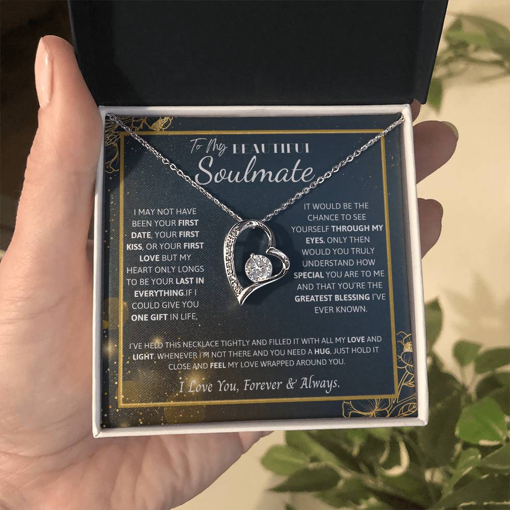To My Soulmate Necklace – Romantic Jewelry Gift for Wife from Husband – Birthday, Anniversary, Valentine’s Day Gift with Message Card & Gift Box