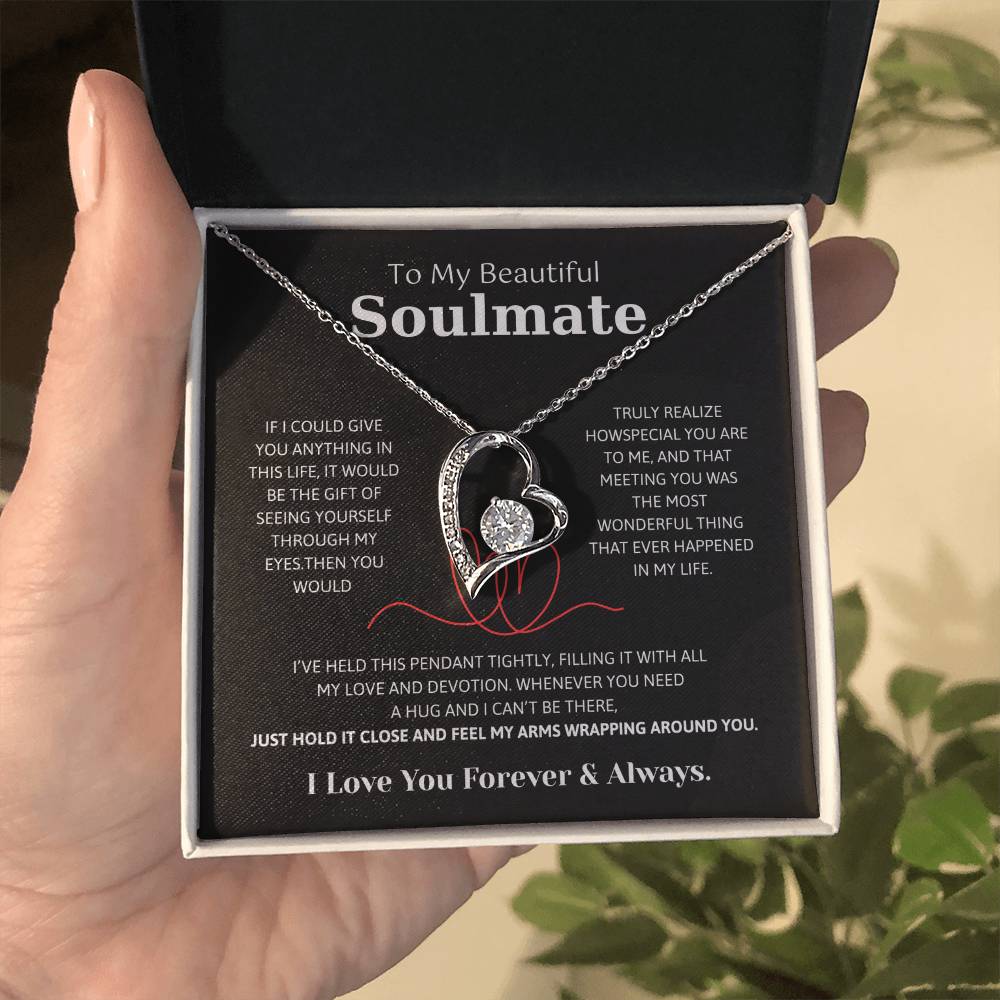 To My Soulmate Necklace – Romantic Jewelry Gift for Wife from Husband – Birthday, Anniversary, Valentine’s Day Gift with Message Card & Gift Box