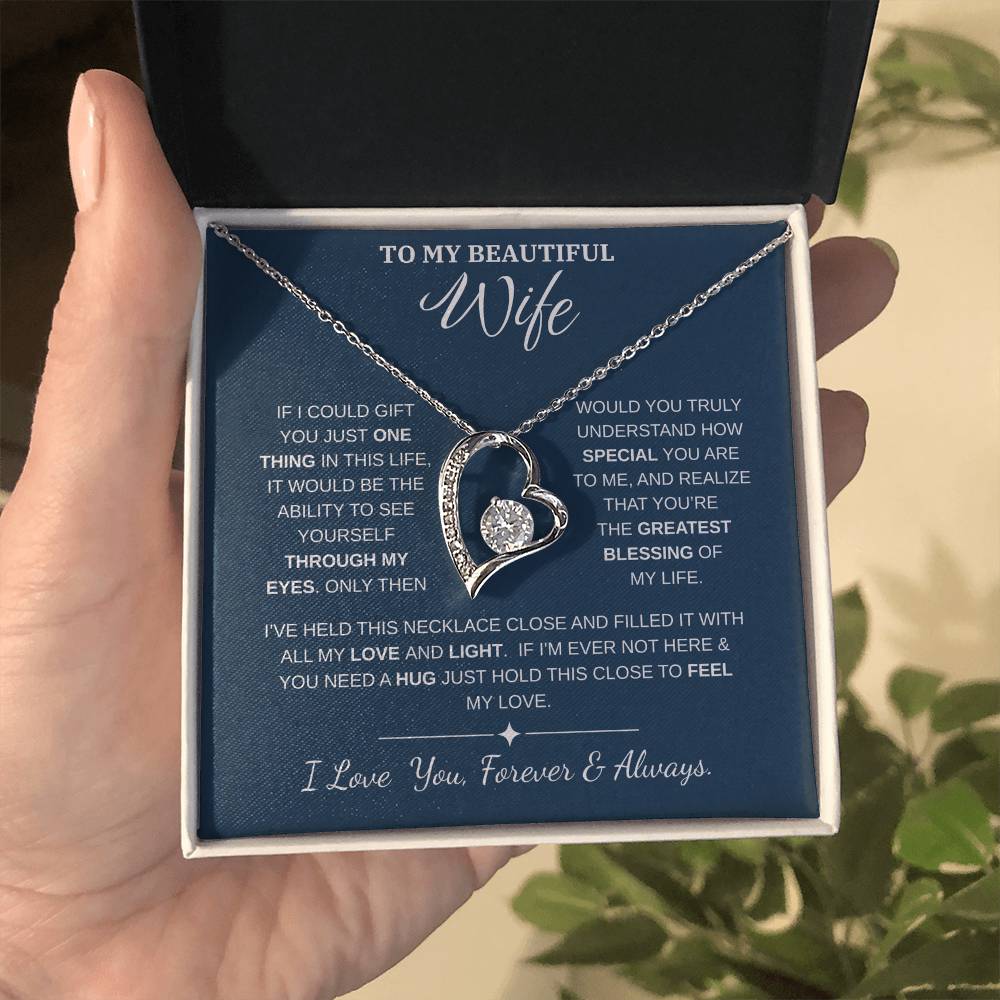 To My Wife Jewelry – Forever Love Necklace, Romantic Gift for Her, The Greatest Blessing in My Life, Perfect for Birthday, Christmas, Anniversary, or Valentine’s Day