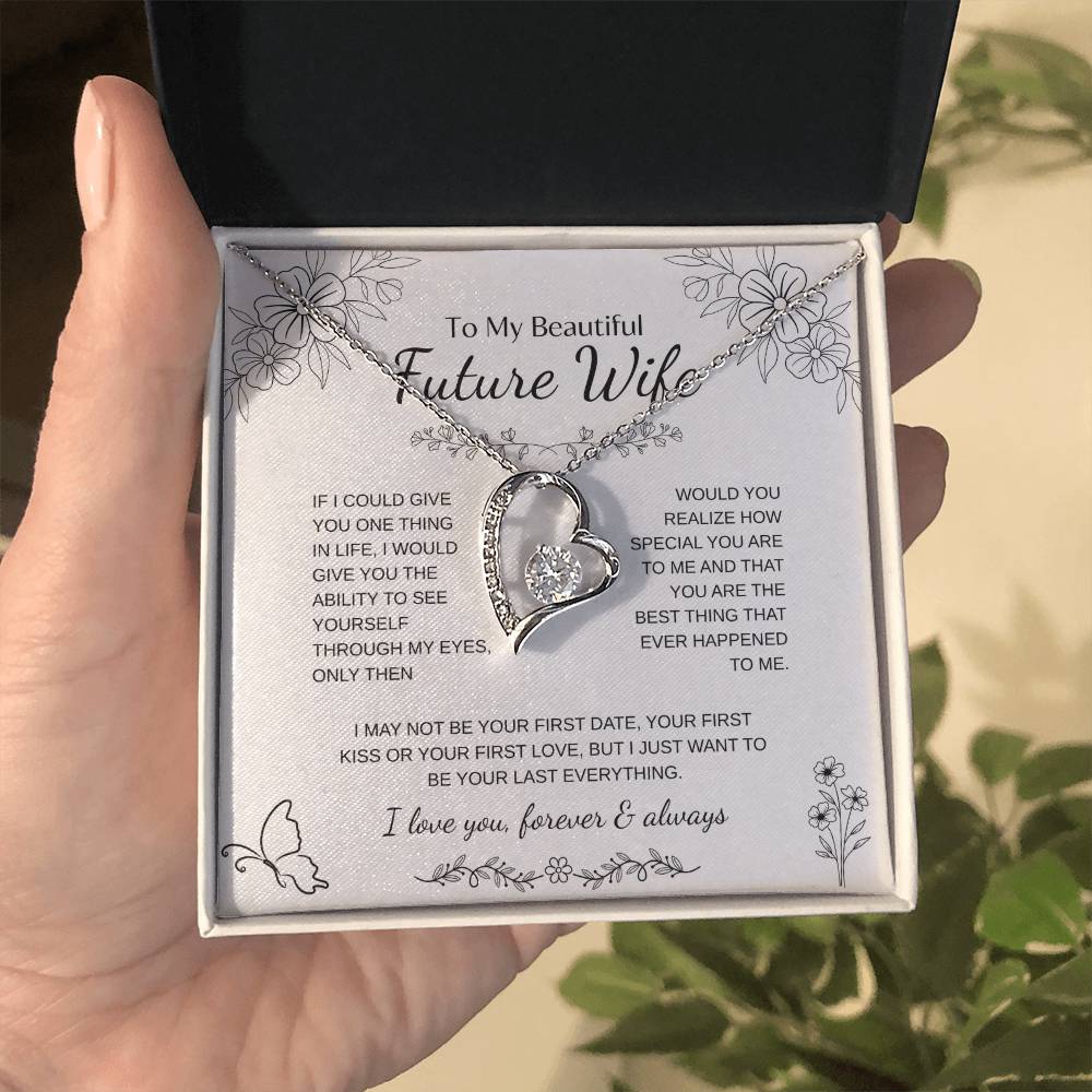 To My Future Wife Necklace – Promise Gift for Fiancée, Soulmate Necklace with Message Card & Gift Box, Romantic Jewelry for Her, Birthday or Engagement Present