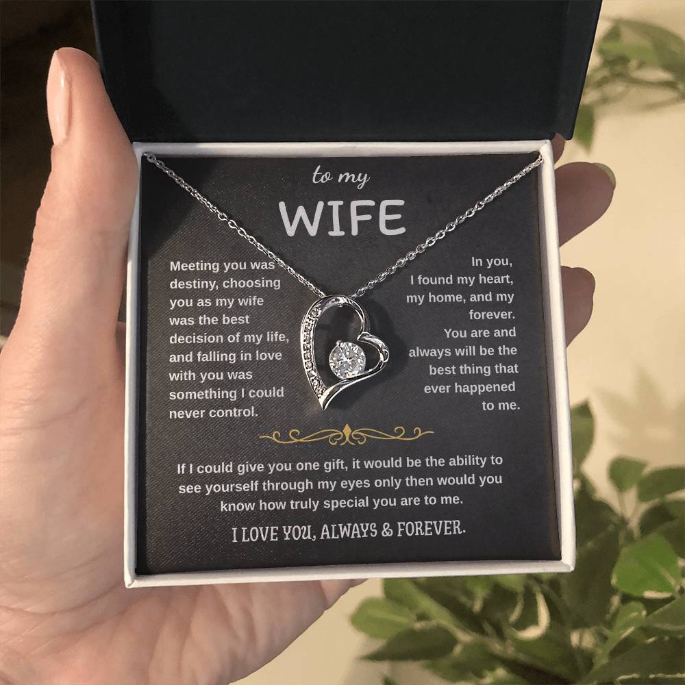 To My Wife Jewelry – Forever Love Necklace, Romantic Gift for Her, The Greatest Blessing in My Life, Perfect for Birthday, Christmas, Anniversary, or Valentine’s Day