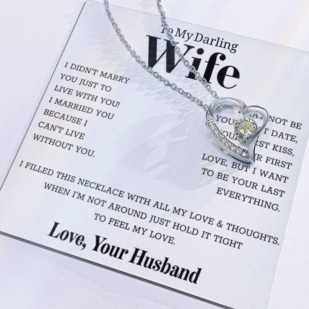 To My Wife – Forever Love Necklace, Gift for Wife from Husband, Romantic Anniversary Birthday Christmas Jewelry, Meaningful Love Message Card, Perfect Valentine’s Day Gift