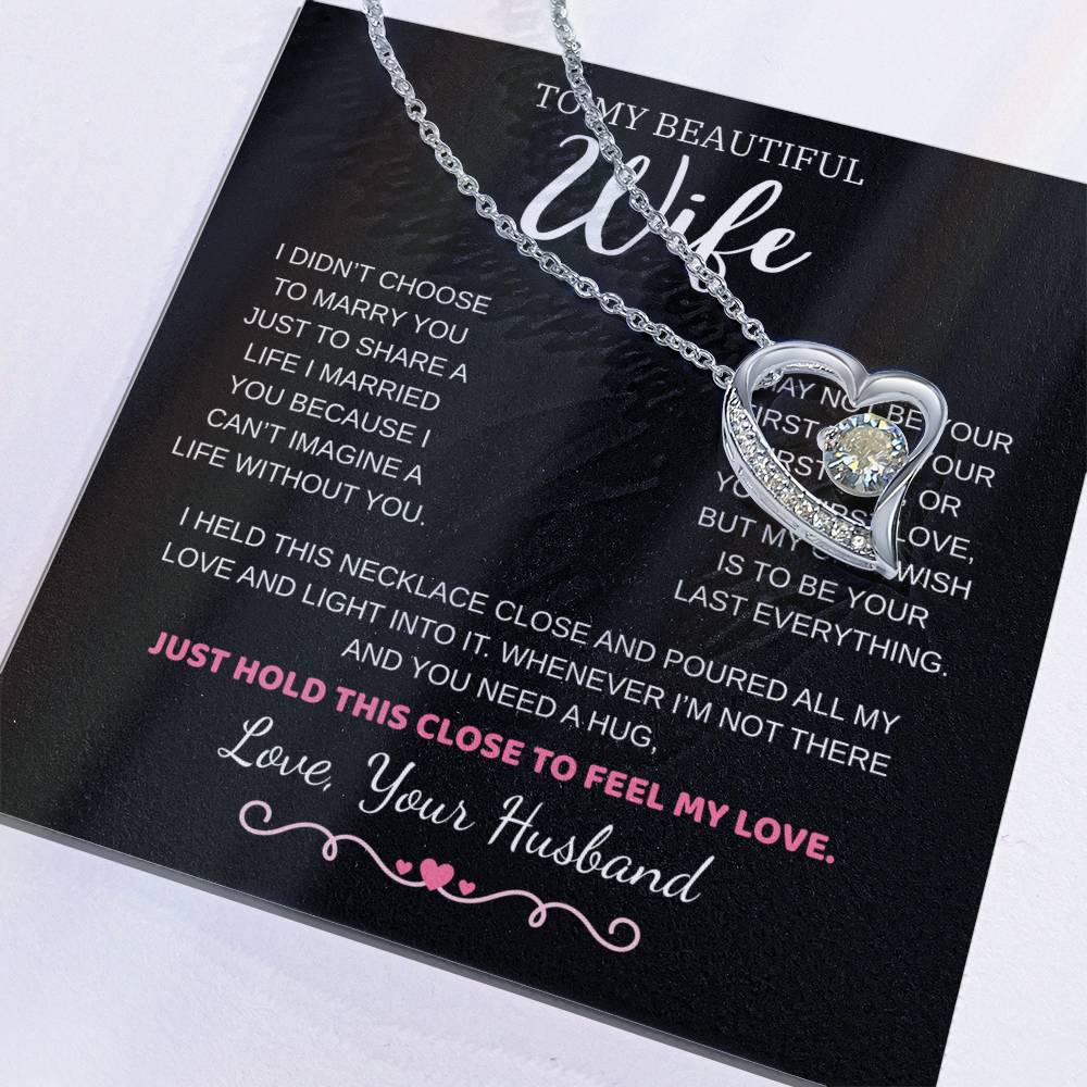To My Wife Jewelry – Forever Love Necklace, Romantic Gift for Her, The Greatest Blessing in My Life, Perfect for Birthday, Christmas, Anniversary, or Valentine’s Day