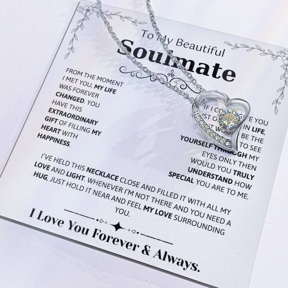 To My Soulmate Necklace – Romantic Jewelry Gift for Wife from Husband – Birthday, Anniversary, Valentine’s Day Gift with Message Card & Gift Box