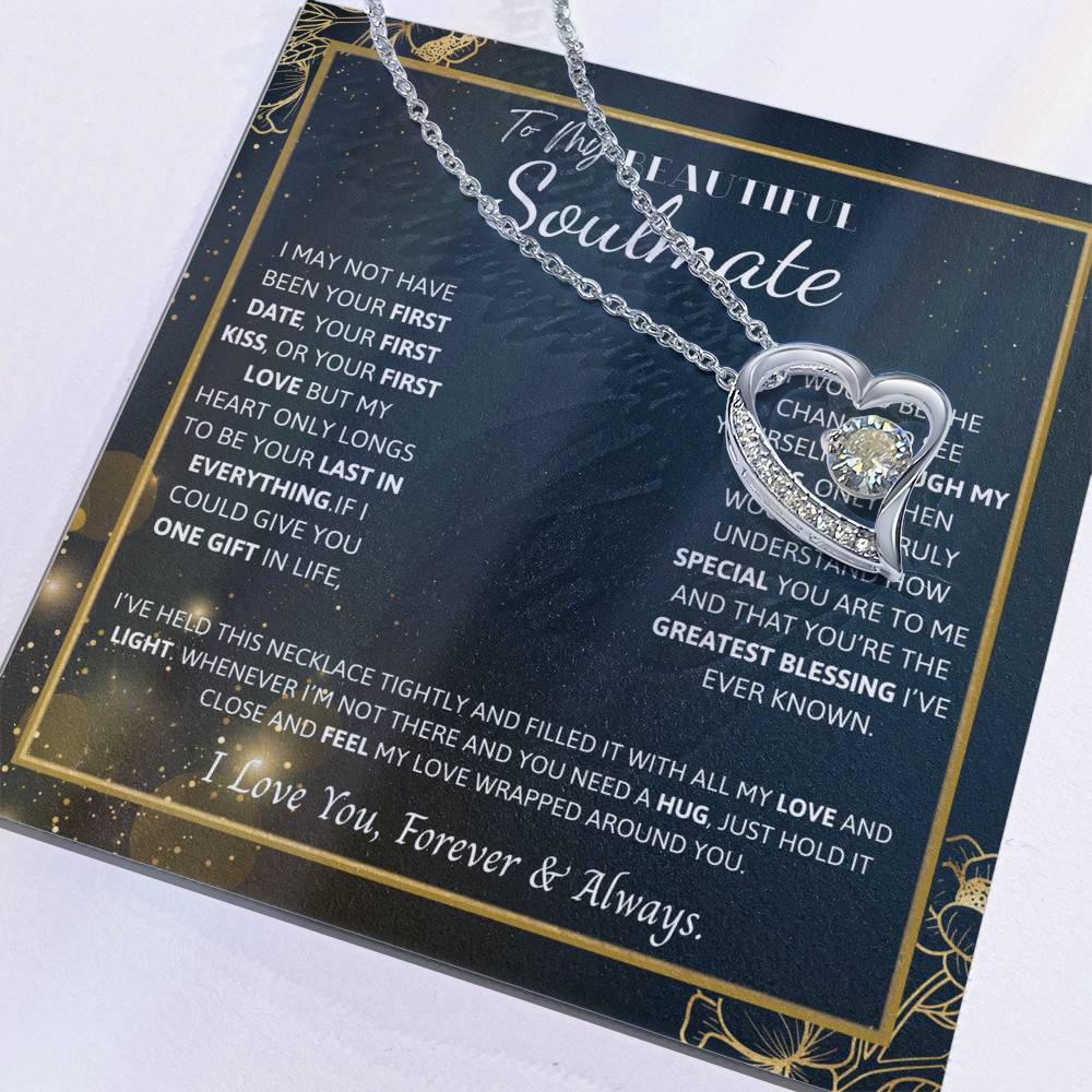 To My Soulmate Necklace – Romantic Jewelry Gift for Wife from Husband – Birthday, Anniversary, Valentine’s Day Gift with Message Card & Gift Box