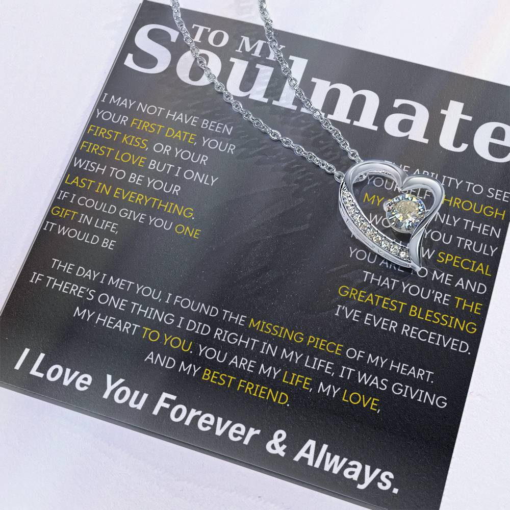 To My Soulmate Necklace – Romantic Jewelry Gift for Wife from Husband – Birthday, Anniversary, Valentine’s Day Gift with Message Card & Gift Box