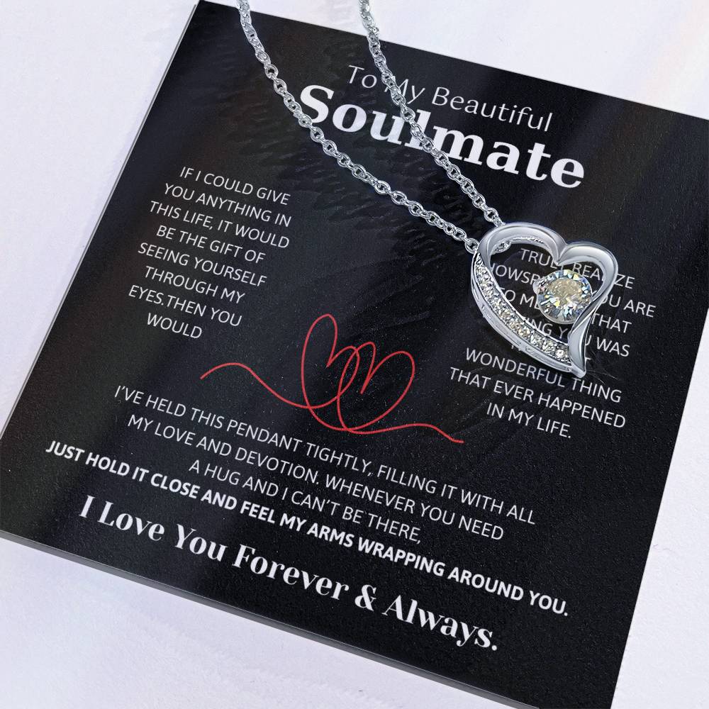 To My Soulmate Necklace – Romantic Jewelry Gift for Wife from Husband – Birthday, Anniversary, Valentine’s Day Gift with Message Card & Gift Box