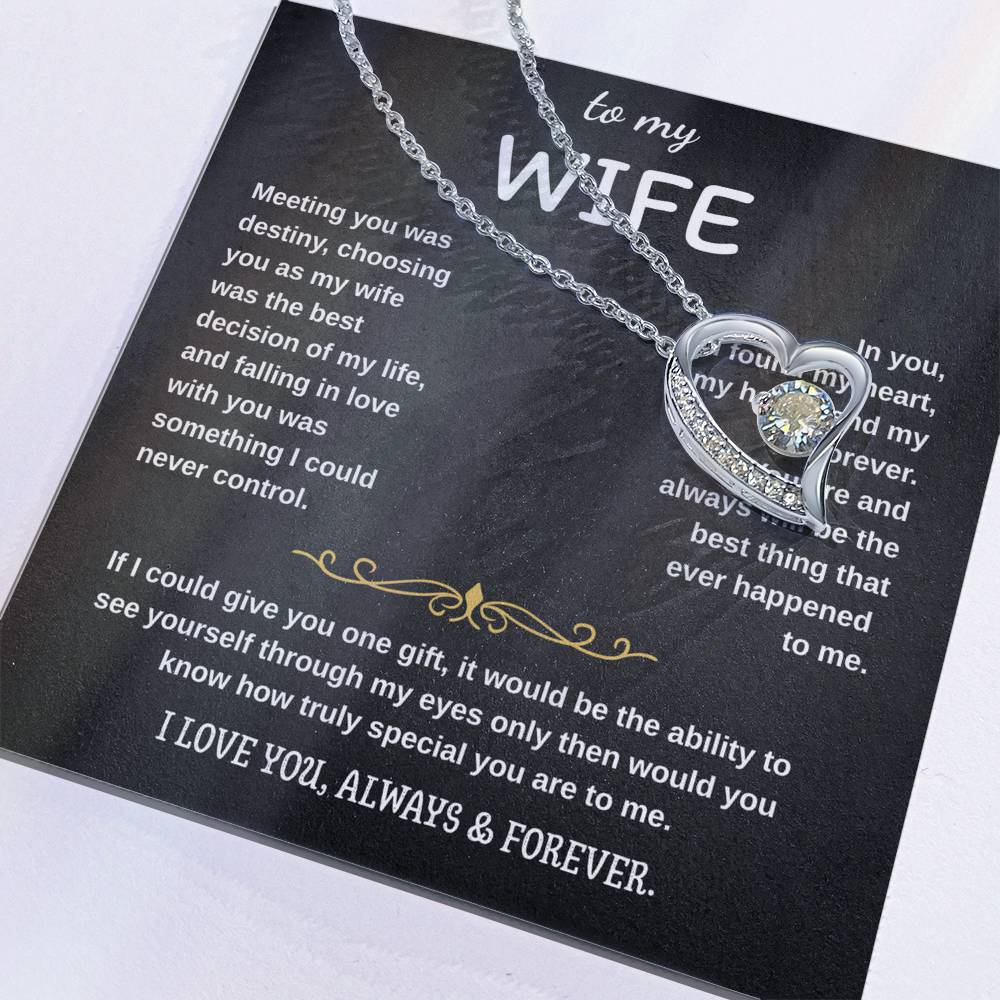 To My Wife Jewelry – Forever Love Necklace, Romantic Gift for Her, The Greatest Blessing in My Life, Perfect for Birthday, Christmas, Anniversary, or Valentine’s Day