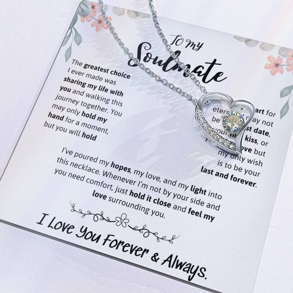 To My Soulmate Necklace – Romantic Jewelry Gift for Wife from Husband – Birthday, Anniversary, Valentine’s Day Gift with Message Card & Gift Box