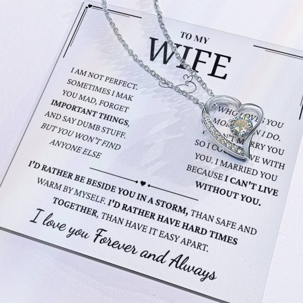 To My Wife – Forever Love Necklace, Gift for Wife from Husband, Romantic Anniversary Birthday Christmas Jewelry, Meaningful Love Message Card, Perfect Valentine’s Day Gift
