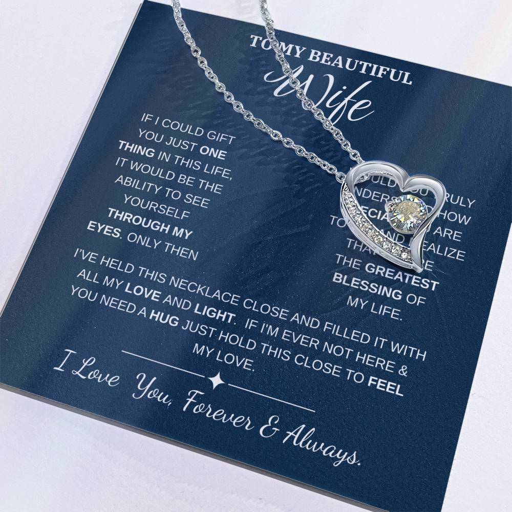 To My Wife Jewelry – Forever Love Necklace, Romantic Gift for Her, The Greatest Blessing in My Life, Perfect for Birthday, Christmas, Anniversary, or Valentine’s Day