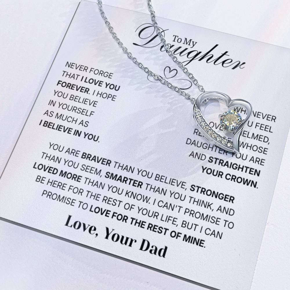 To My Daughter Necklace from Dad – Christmas Gift for Daughter or Daughter-in-Law, Birthday Jewelry for Women, Valentine's Day & Mother's Day Present