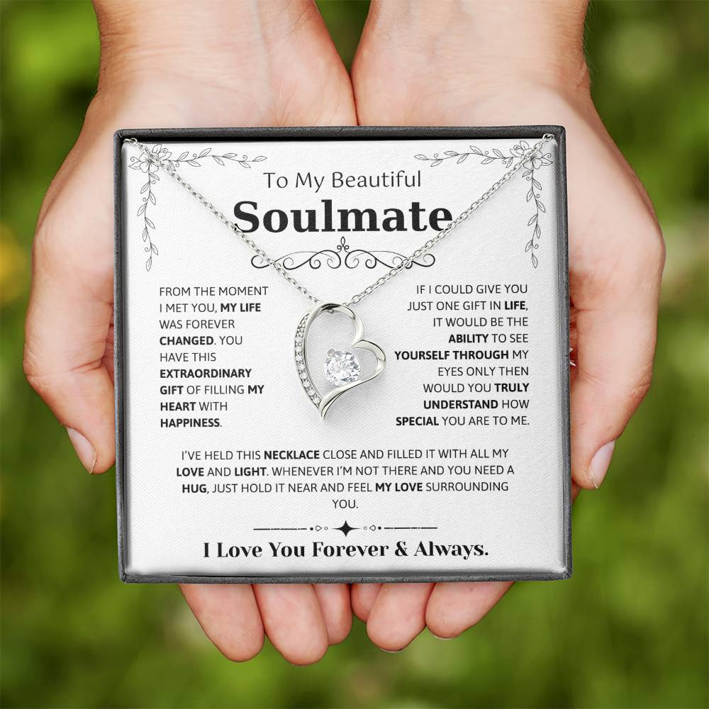 To My Soulmate Necklace – Romantic Jewelry Gift for Wife from Husband – Birthday, Anniversary, Valentine’s Day Gift with Message Card & Gift Box