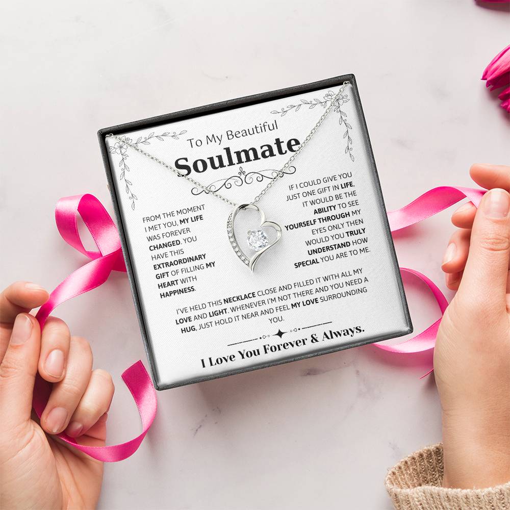 To My Soulmate Necklace – Romantic Jewelry Gift for Wife from Husband – Birthday, Anniversary, Valentine’s Day Gift with Message Card & Gift Box