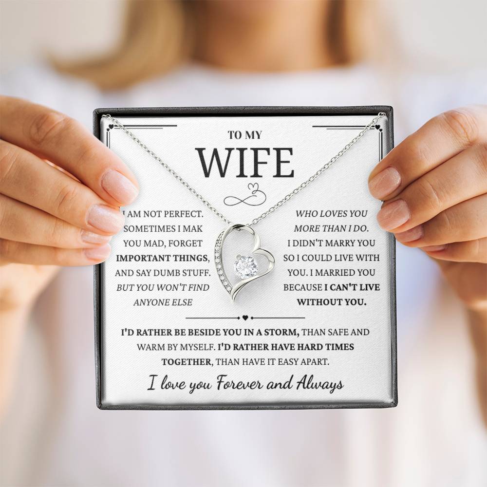 To My Wife – Forever Love Necklace, Gift for Wife from Husband, Romantic Anniversary Birthday Christmas Jewelry, Meaningful Love Message Card, Perfect Valentine’s Day Gift