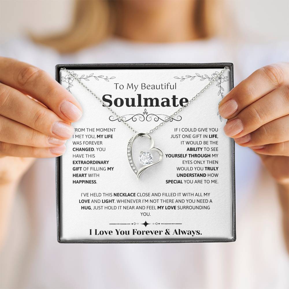 To My Soulmate Necklace – Romantic Jewelry Gift for Wife from Husband – Birthday, Anniversary, Valentine’s Day Gift with Message Card & Gift Box