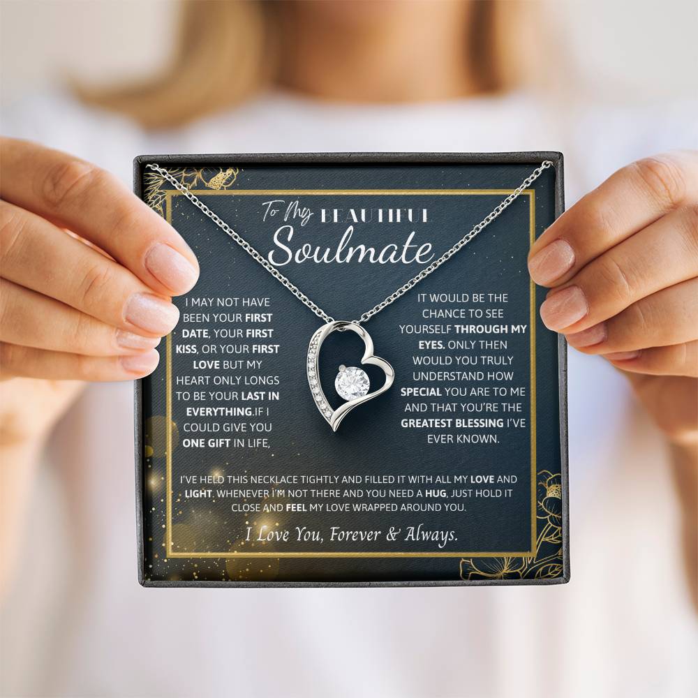 To My Soulmate Necklace – Romantic Jewelry Gift for Wife from Husband – Birthday, Anniversary, Valentine’s Day Gift with Message Card & Gift Box