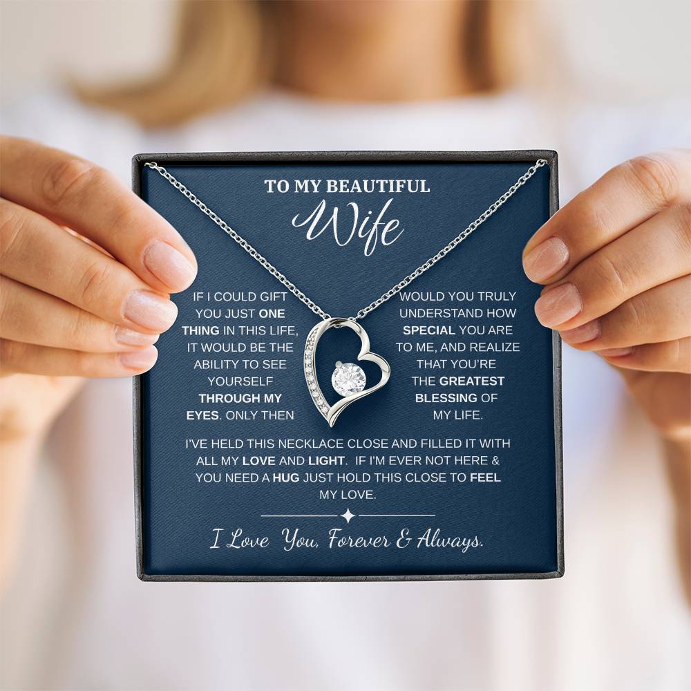 To My Wife Jewelry – Forever Love Necklace, Romantic Gift for Her, The Greatest Blessing in My Life, Perfect for Birthday, Christmas, Anniversary, or Valentine’s Day