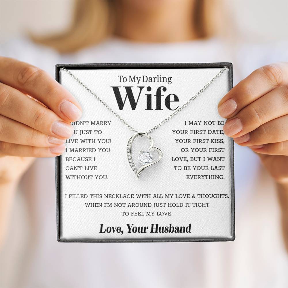 To My Wife – Forever Love Necklace, Gift for Wife from Husband, Romantic Anniversary Birthday Christmas Jewelry, Meaningful Love Message Card, Perfect Valentine’s Day Gift