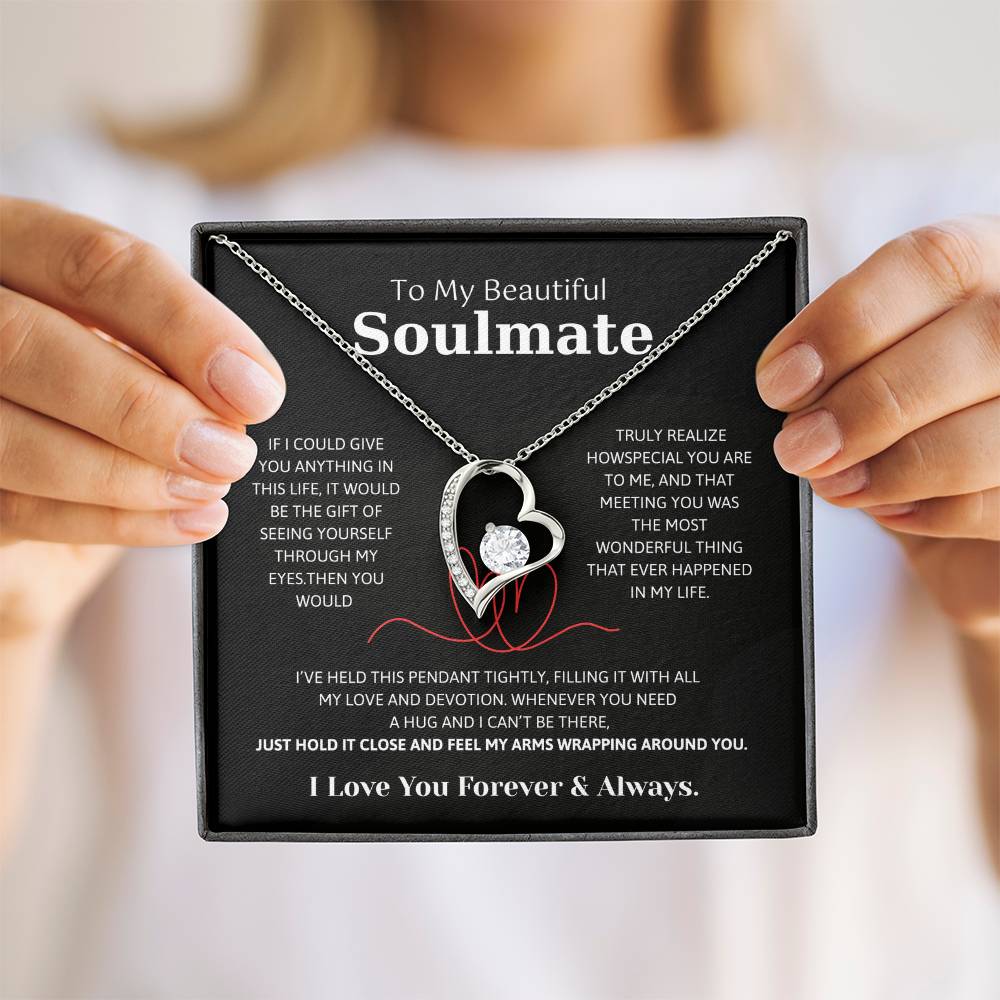 To My Soulmate Necklace – Romantic Jewelry Gift for Wife from Husband – Birthday, Anniversary, Valentine’s Day Gift with Message Card & Gift Box